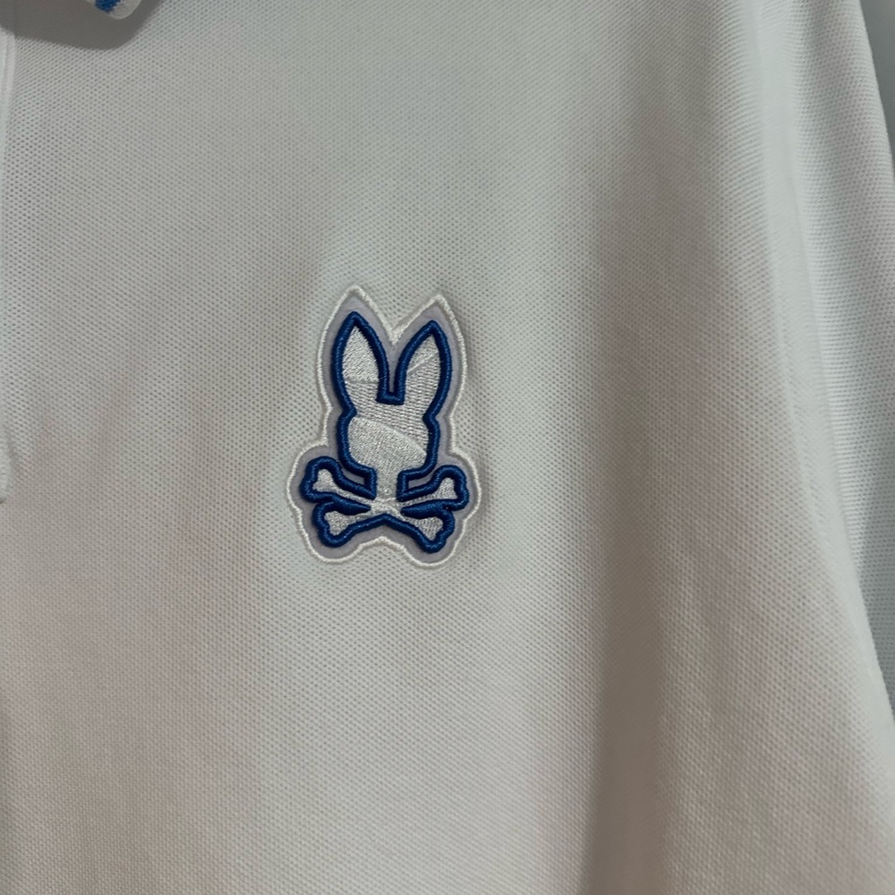 Psycho Bunny Men's White Lenox Logo Pique Short Sleeve Polo Shirt Size XXL (8) - Picture 2 of 7